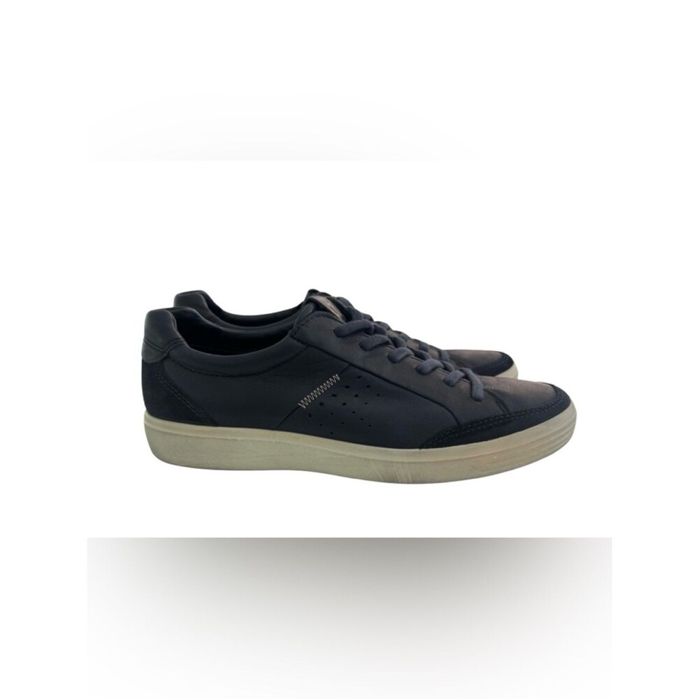 ECCO Navy Blue Leather Low Top Sneakers Comfort Casual Lace Up Shoes 8